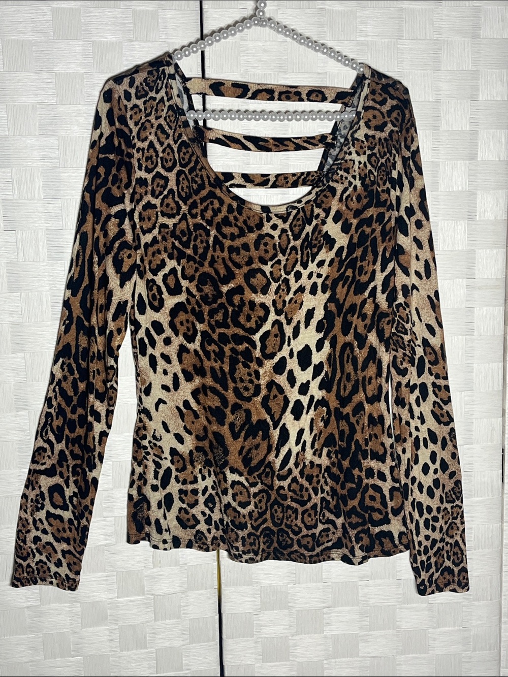 mandee Leopard Print Long Sleeve Top in Brown and Black
